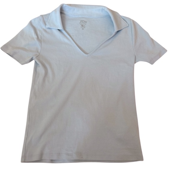 J. Crew Light Blue Perfect Fit Collared Tee - Picture 1 of 4